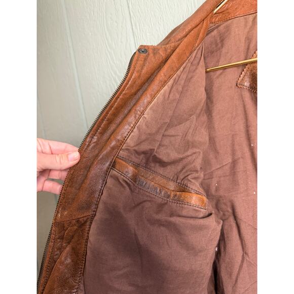 Vintage Berman’s Leather Experts Bomber Jacket Distressed Brown – Size Small - Picture 7 of 10